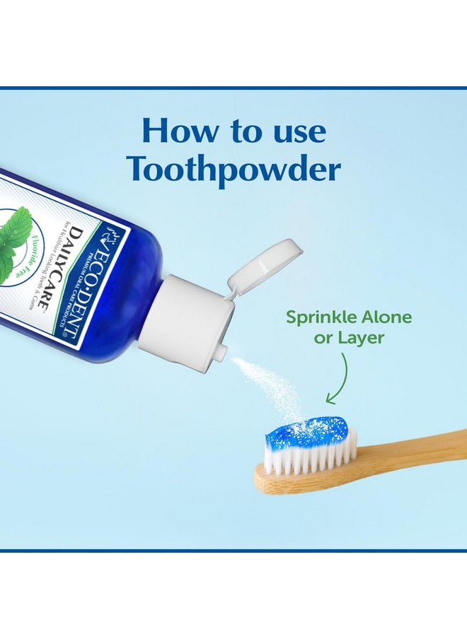 Eco-Dent DailyCare Baking Soda Toothpowder, Mint - Fluoride-Free Toothpaste Powder, SLS-Free Tooth Powder with Baking Soda, Minerals, and Essential Oils, Toothpaste Alternative, 2 Oz Ea (Pack of 3)