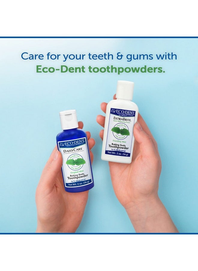 Eco-Dent DailyCare Baking Soda Toothpowder, Mint - Fluoride-Free Toothpaste Powder, SLS-Free Tooth Powder with Baking Soda, Minerals, and Essential Oils, Toothpaste Alternative, 2 Oz Ea (Pack of 3)