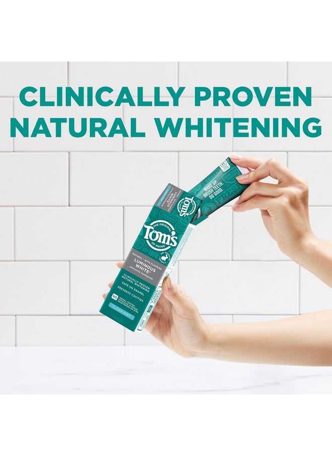 Tom's of Maine Natural Luminous White Toothpaste with Fluoride, Clean Mint, 4.0 oz. 3-Pack