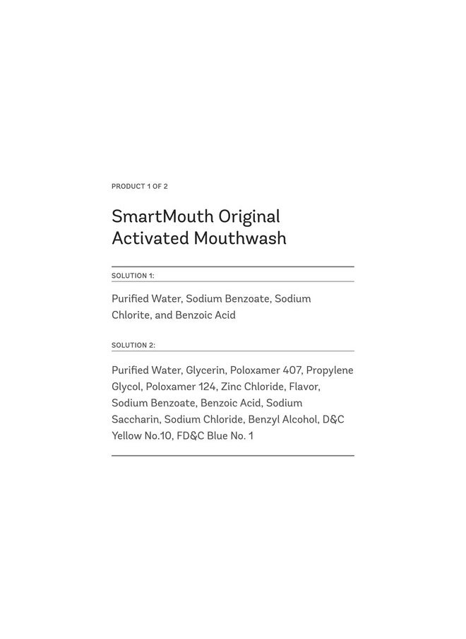 SmartMouth Premium Zinc Ion Toothpaste & Original Activated Mouthwash Combo - Whitening Toothpaste with Fluoride (Mild Mint Flavor) & Adult Mouthwash for Bad Breath (Fresh Mint Flavor)