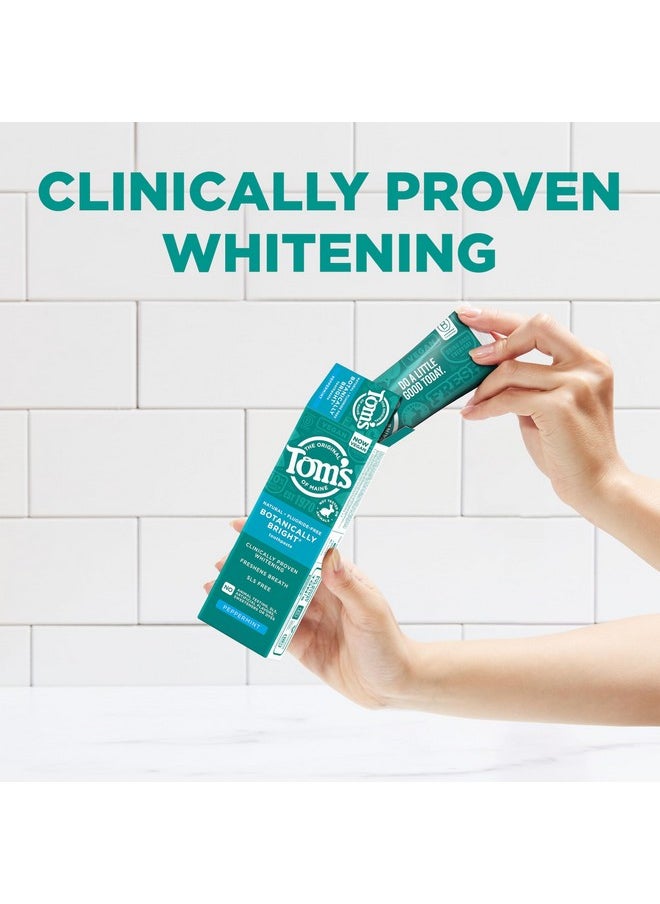 Tom’s of Maine Botanically Bright Natural Whitening Toothpaste, Fluoride Free and SLS Free, Vegan, Peppermint, 3 Pack, 4.0 Oz