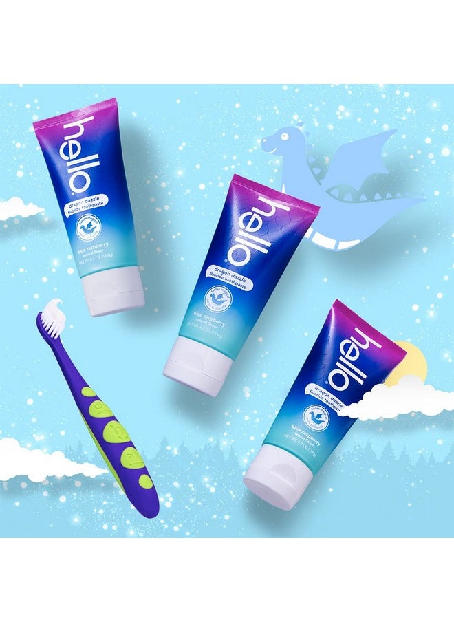 hello Variety (Unicorn, Strawberry, Dragon) Fluoride Kids Toothpaste, Anticavity, Natural Flavors, Vegan, SLS Free, Gluten Free, Ages 2+, 4.2 Ounce (Pack of 3)