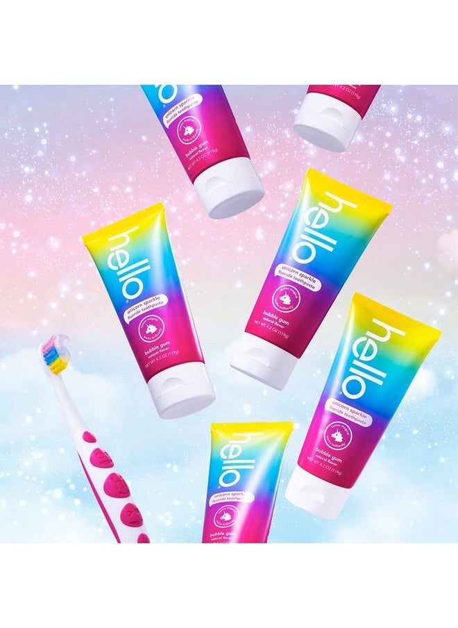 hello Variety (Unicorn, Strawberry, Dragon) Fluoride Kids Toothpaste, Anticavity, Natural Flavors, Vegan, SLS Free, Gluten Free, Ages 2+, 4.2 Ounce (Pack of 3)