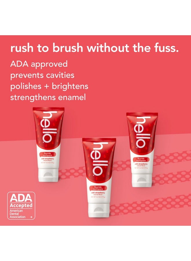 hello Kids Natural Wild Strawberry Toothpaste with Fluoride, SLS Free, ADA Accepted, Ages 2+, Vegan, 4.2 Ounces (3 Pack)