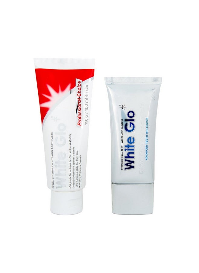 White Glo Diamond Series Advanced Whitening System with Bonus Whitening Toothpaste, 35 Count