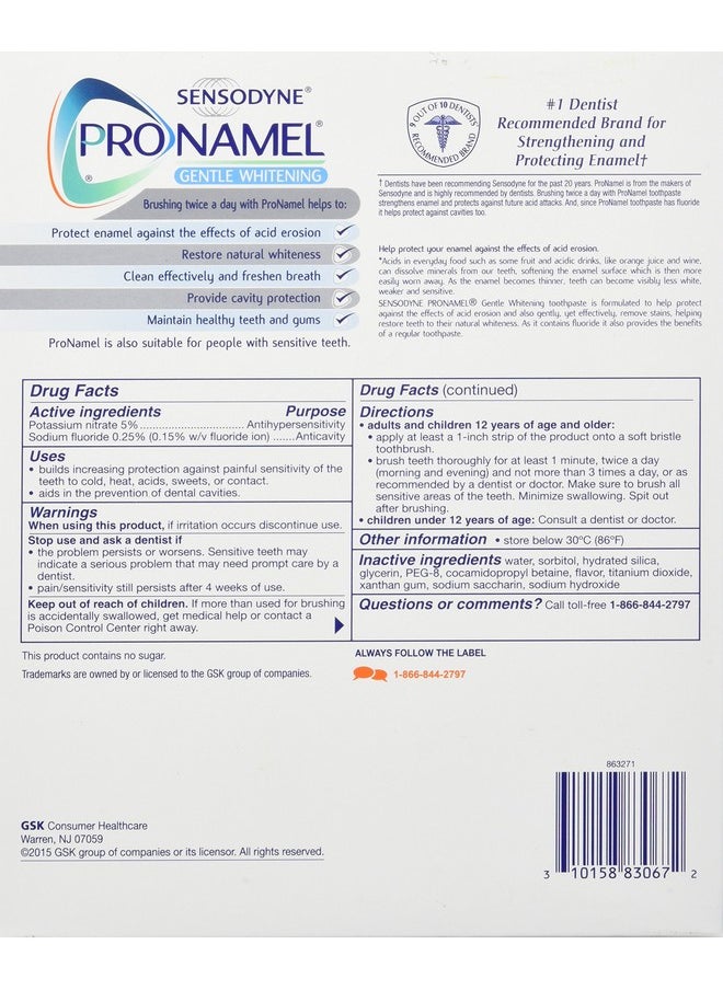 Sensodyne pronamel Gentle Whitening Tooth Paste 4 Pack/ 6.5 Ounce Net Wt 26 Ounce
