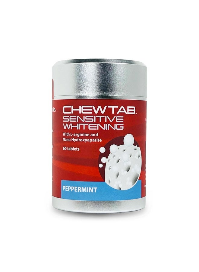 Weldental Chewtab Sensitive Whitening Toothpaste Tablets with L-arginine and Nanohydroxyapatite, 60 Count, Peppermint Flavor