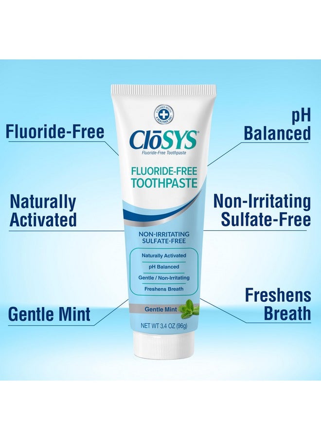 CloSYS Fluoride Free Toothpaste, 3.4 Ounce, Travel Size, Gentle Mint, TSA Compliant, Whitening, Enamel Protection, Sulfate Free