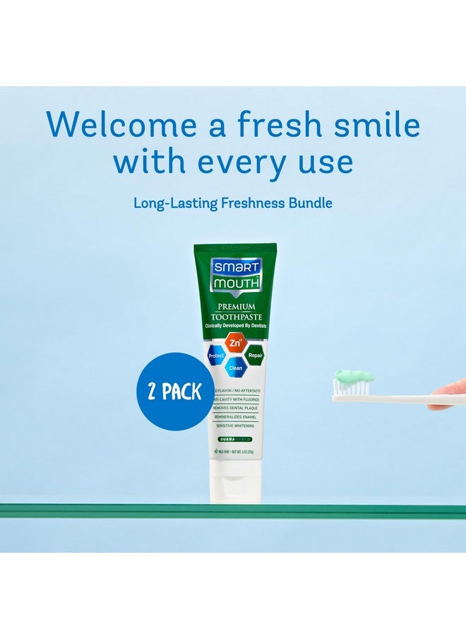 SmartMouth Premium Zinc Ion Toothpaste - Whitening Toothpaste with Fluoride - Refreshing, Anti-Cavity Toothpaste for Adults - Strengthens Enamel - Mild Mint Flavor, 6 oz (2 Pack)