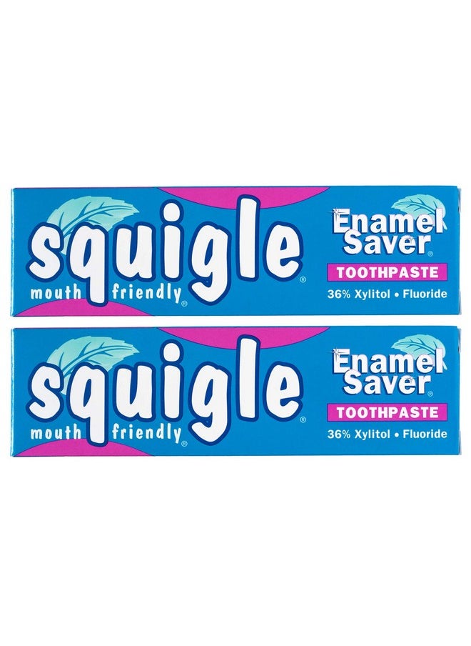 Squigle Enamel Saver Toothpaste (Canker Sore Prevention & Treatment) Prevents Cavities, Perioral Dermatitis, Bad Breath, Chapped Lips - 2 Pack