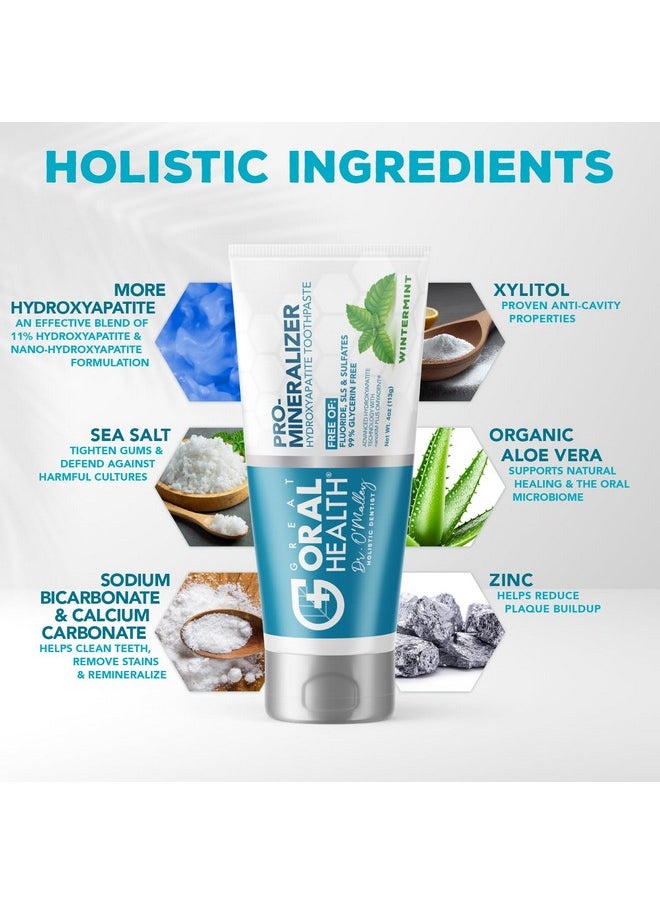 Nano hydroxyapatite Toothpaste Fluoride-Free, Pro Mineralizer Toothpaste: Dentist Formulated Remineralizing Anti Cavity Xylitol Toothpaste, Enamel Support Sensitive Teeth Toothpaste - Wintermint