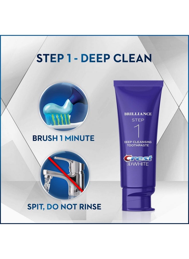 Crest 3D White Brilliance 2 Step Kit, Crest 3D White Toothpaste, Deep Clean Toothpaste (4oz) + Teeth Whitening Gel (2.3oz)