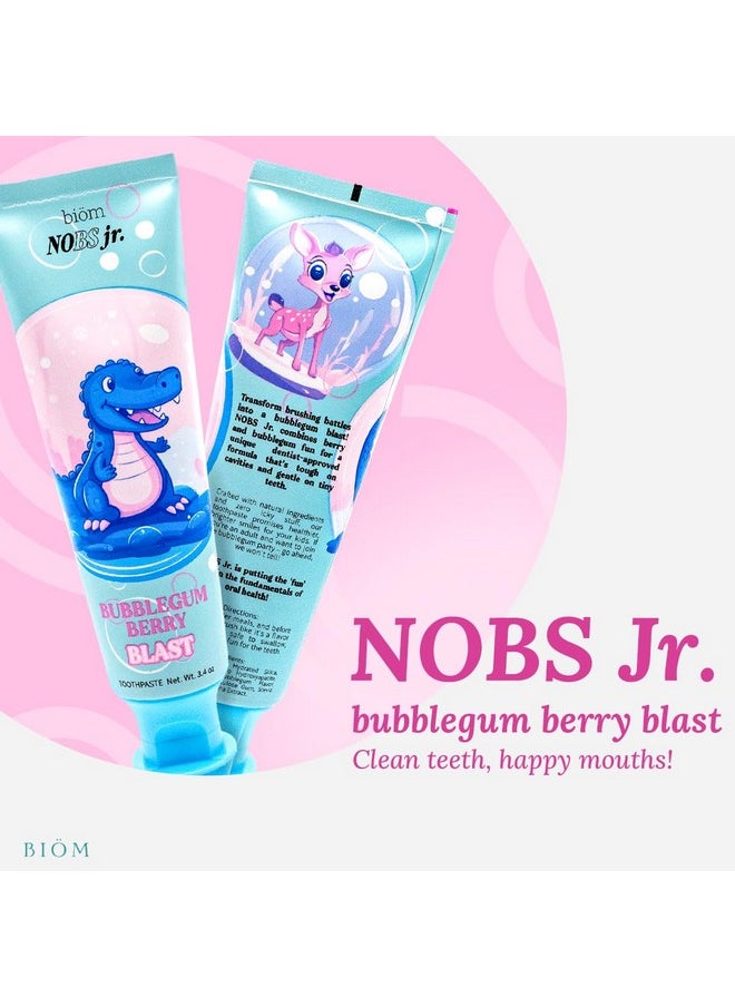 NOBS Jr. Kids Nano Hydroxyapatite Toothpaste - Fluoride Free, SLS-Free, Remineralizing - Dentist Formulated - Bubblegum Berry - Made in The USA