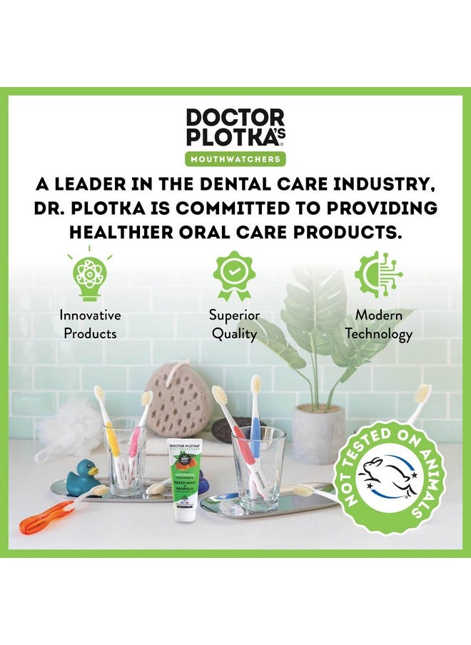 MOUTHWATCHERS Whitening Fluoride Free Naturally Sourced Toothpaste, 3oz Each, for Sensitive Teeth and Gums, Fresh Organic Mint and Organic Propolis, by Dr. Plotka's