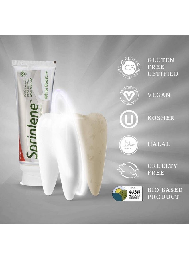 SprinJene Original White Boost | Whitening Toothpaste with Fluoride for Cavity Protection | 4 Pack