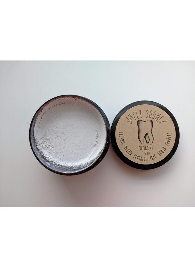 Zero Waste up to 6 Month Supply Organic Vegan Fluoride Free Tooth Powder Peppermint Flavor- Ships Without Any Plastic Packaging I Natural Whitening I Stronger Teeth