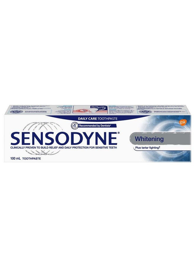 Sensodyne Sensitivity Toothpaste for Sensitive Teeth, Whitening Plus Tartar Control, 100ml (Pack of 3)