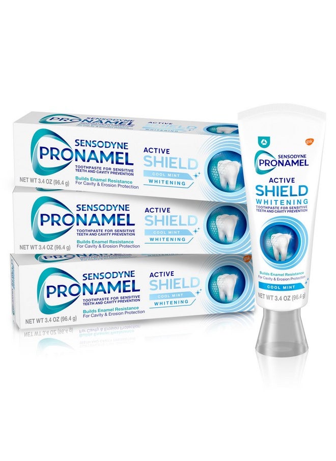 Sensodyne Pronamel Active Shield Whitening Enamel Toothpaste, Cool Mint - 3.4 Ounces x 3