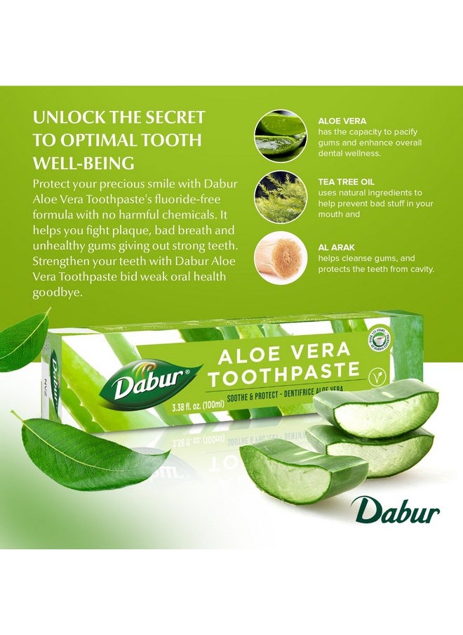 Dabur Herbal Toothpaste - Oral Care with All Natural, Fluoride-Free Formula and Healthy Toothpaste Bliss- Infused Brilliance for a Naturally Fresh Breath - Ignite Your Smile Naturally - Aloe Vera