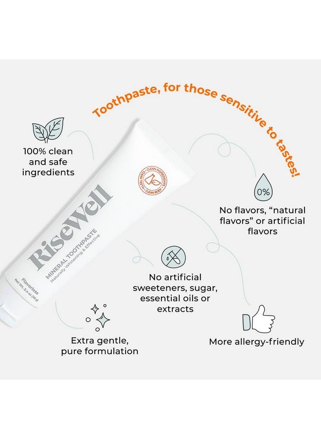RiseWell Mineral Toothpaste - Hydroxyapatite Flavorless Toothpaste - Unflavored Toothpaste - Made in USA, Naturally Whitens, No Added Fluoride, SLS Free Toothpaste - Made by Dentist Toothpaste, 3.4 Oz