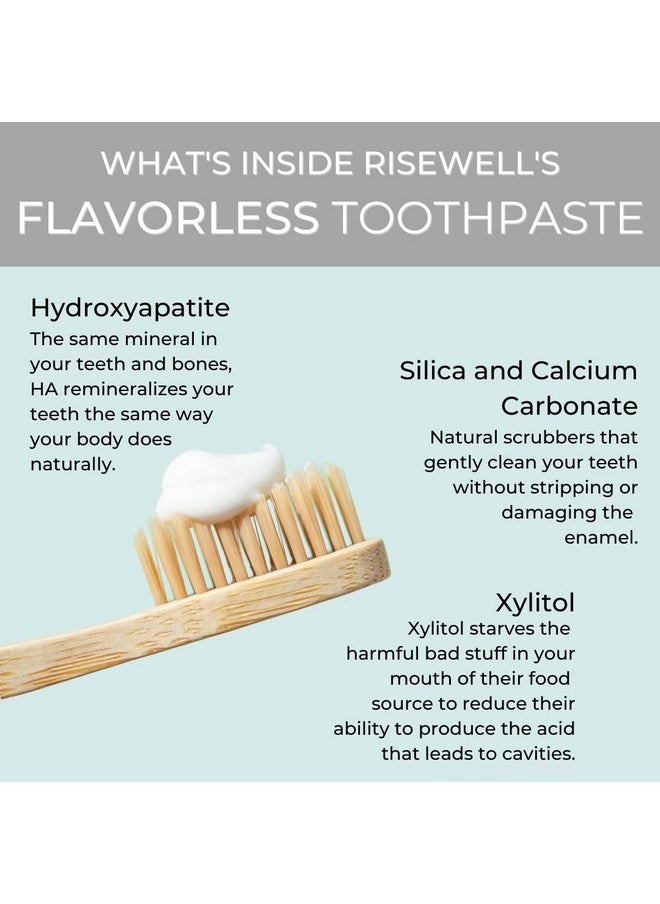 RiseWell Mineral Toothpaste - Hydroxyapatite Flavorless Toothpaste - Unflavored Toothpaste - Made in USA, Naturally Whitens, No Added Fluoride, SLS Free Toothpaste - Made by Dentist Toothpaste, 3.4 Oz