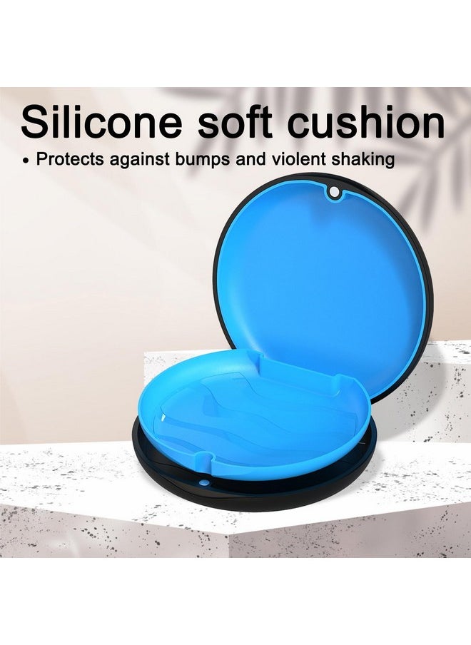 ARGOMAX Aligner Case, Retainer Case, Braces Box Compatible with Invisalign, 1 Piece Orthodontic Box (Blcak + Blue Silicone).