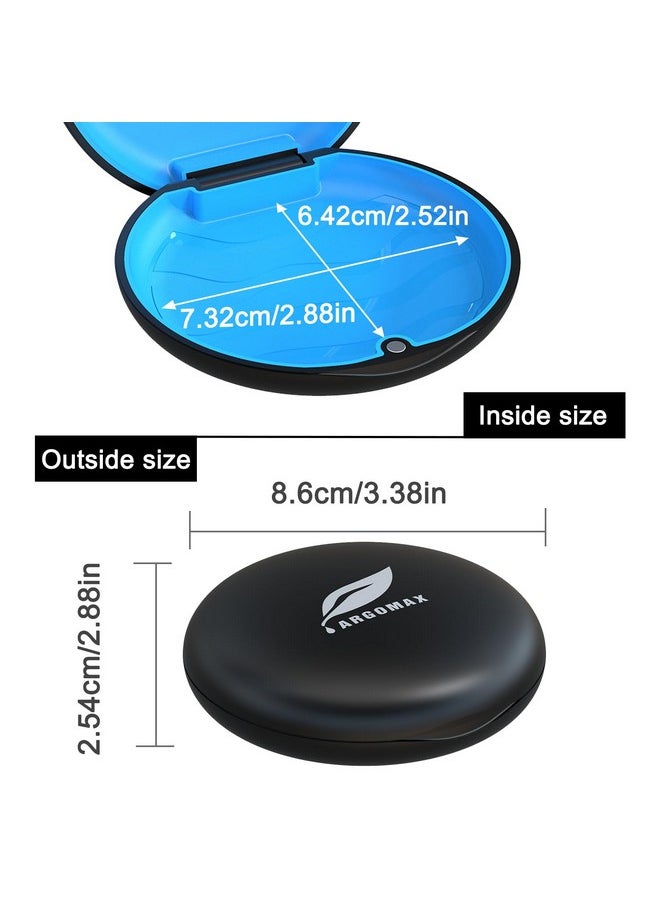 ARGOMAX Aligner Case, Retainer Case, Braces Box Compatible with Invisalign, 1 Piece Orthodontic Box (Blcak + Blue Silicone).