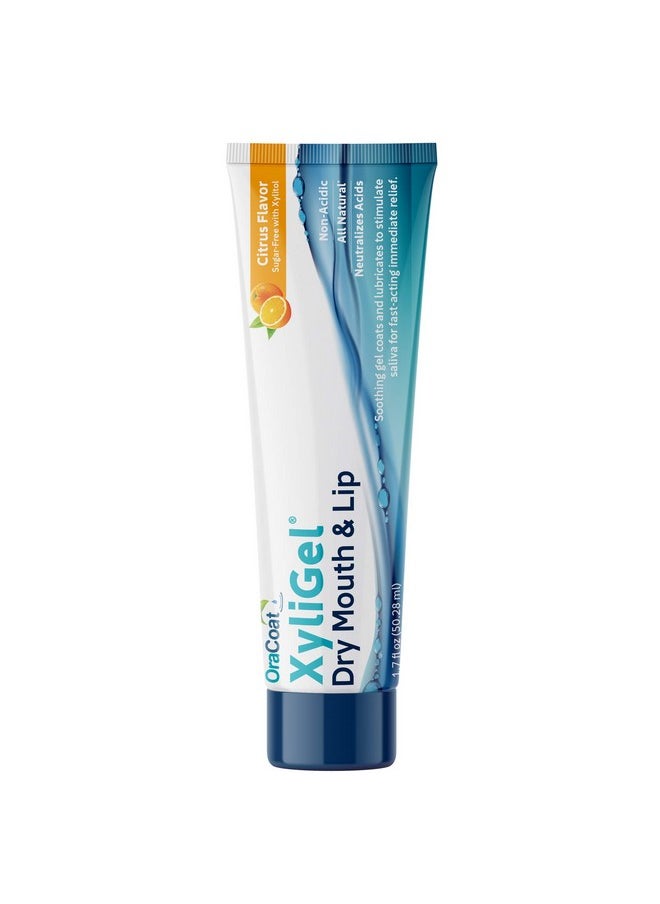 OraCoat XyliGel, Soothing Dry Mouth & Lip Moisturizing Relief Gel, 1.7 Fl Oz, 1 Pack, Citrus with Xylitol, Sugar Free Dry Mouth Gel, Helps Stimulate Saliva, Non-Acidic, Daytime & Night Time Use
