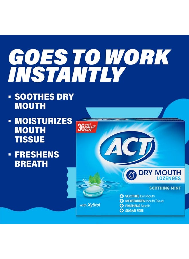 ACT Dry Mouth Lozenges with Xylitol, Soothing Mint, 36 Lozenges