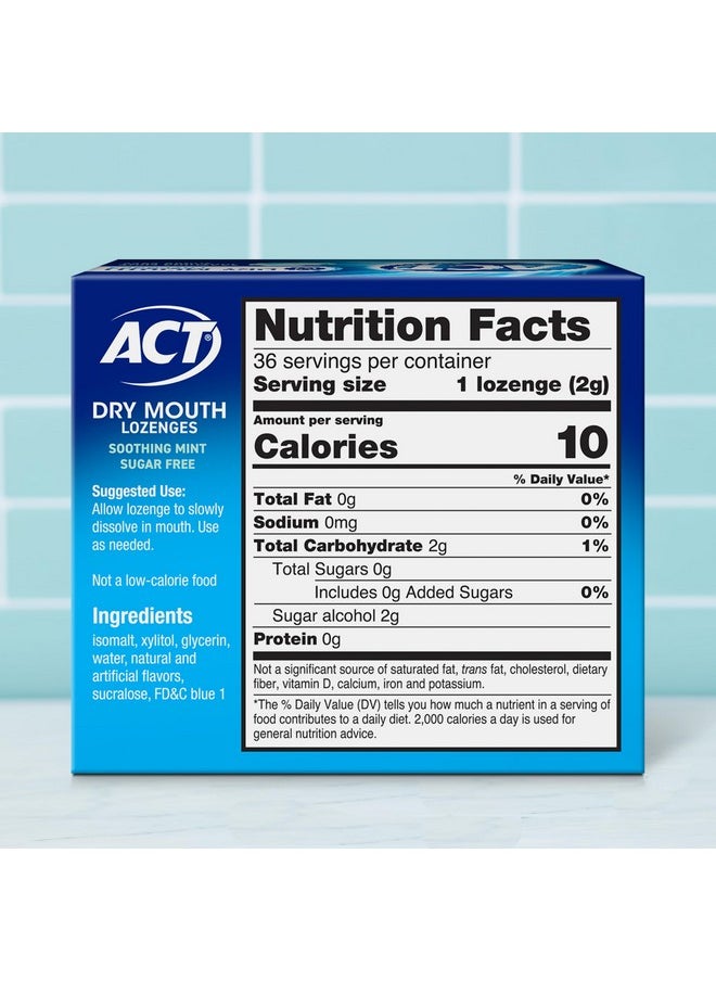 ACT Dry Mouth Lozenges with Xylitol, Soothing Mint, 36 Lozenges