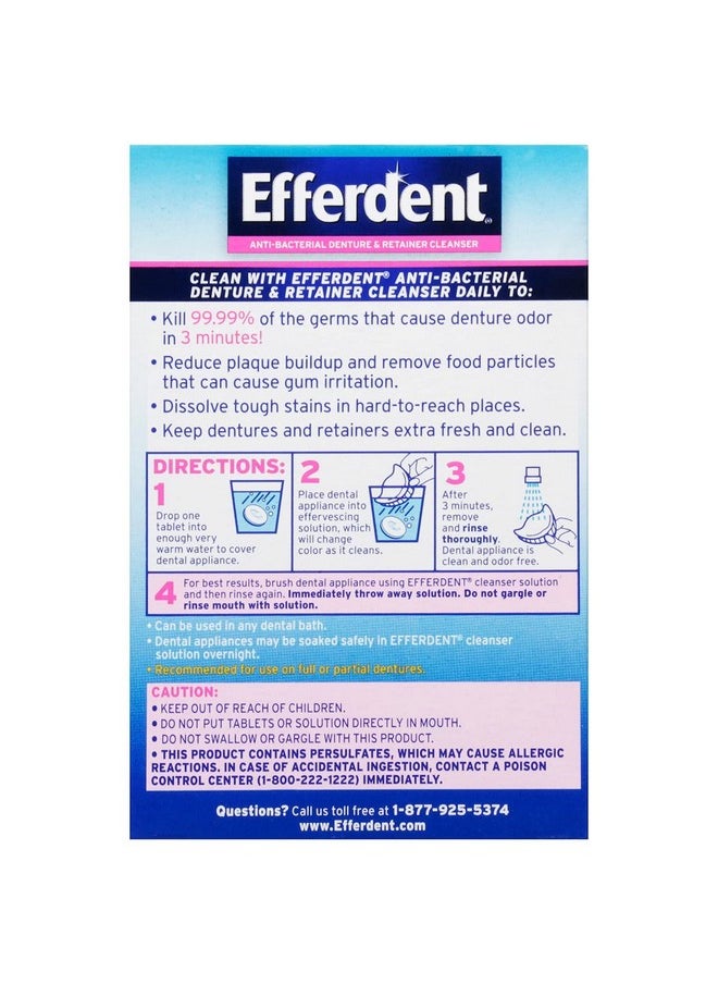 Efferdent Anti-Bacterial Denture Cleanser, Tablets - 126 Each, Pack of 5