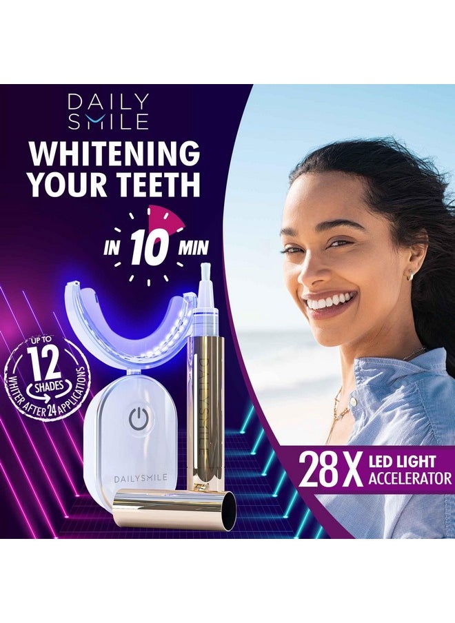 Revolutionary Teeth Whitening Kit for Sensitive Teeth - Instant Results to Help Remove Stubborn Stains, Hands-Free Waterproof Teeth Whitening Light & 4 Teeth Whitening Pens, Dentist Recommended, Vegan