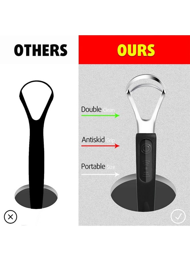 Cbiumpro 4-Pack Tongue Scraper, Metal Tongue Scraper for Adults & Kids, Durable Stainless Steel Tongue Scraper, Tongue Cleaner with Travel Case