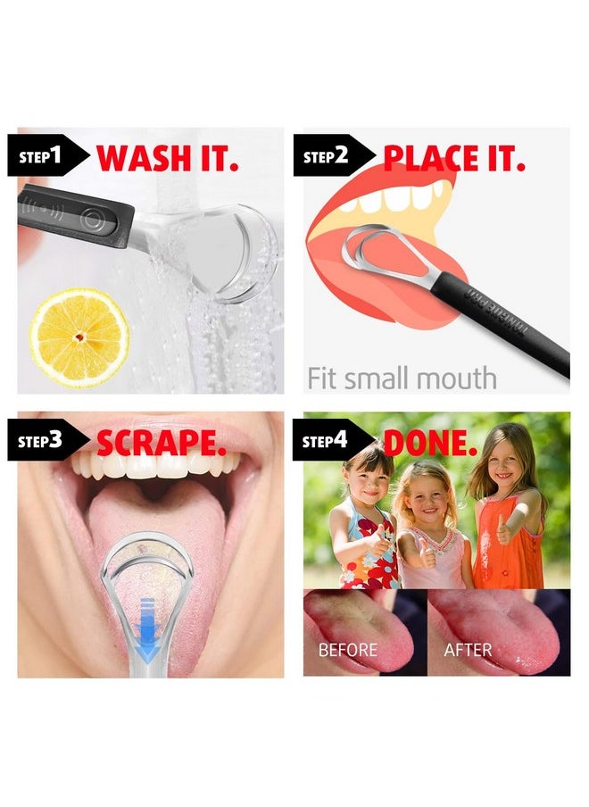 Cbiumpro 4-Pack Tongue Scraper, Metal Tongue Scraper for Adults & Kids, Durable Stainless Steel Tongue Scraper, Tongue Cleaner with Travel Case