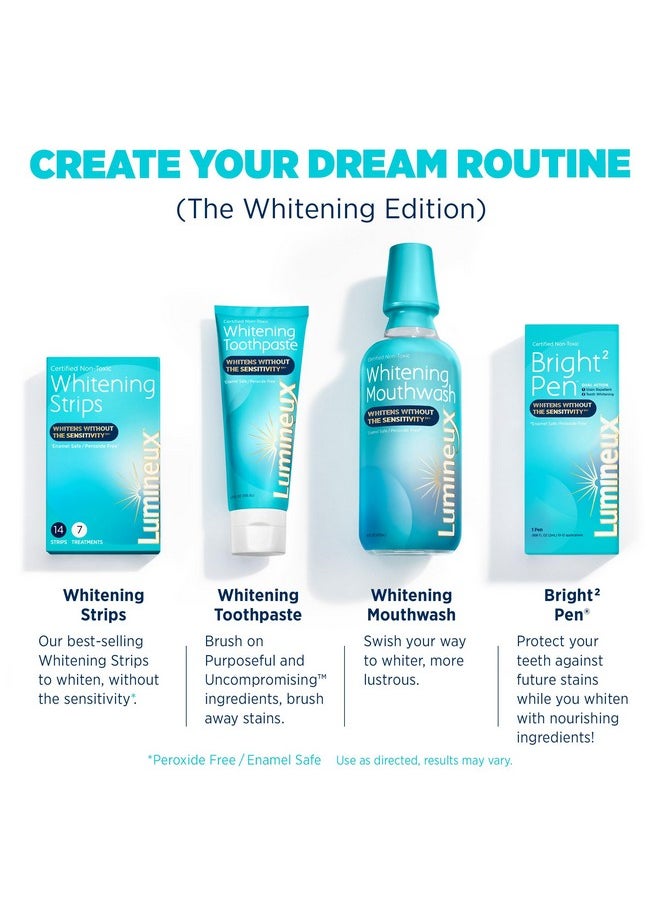 Lumineux Whitening Starter Set - Peroxide Free - Enamel Safe for Whiter Teeth - Includes 7 Whitening Treatments & 2 Pack Whitening Toothpaste, Fluoride Free & Dentist Formulated