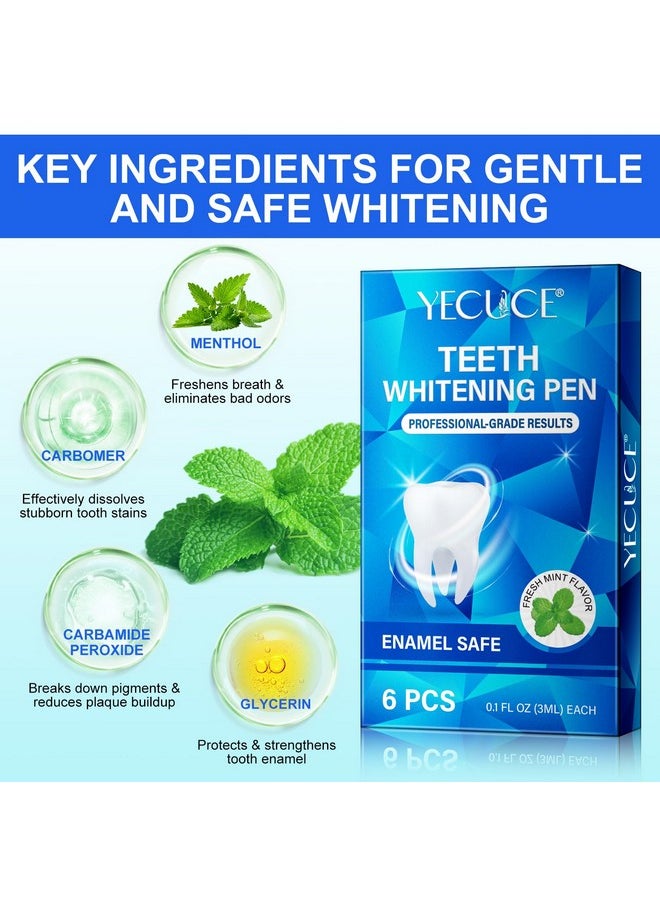 Teeth Whitening Pen, 6 PCS Teeth whitening Gel, Deluxe Teeth Whitening Kit, 5 Minute Whitening Gel Teeth Whitener, Effective Tooth Whitening Pen, Tooth Bleach Pen for Adults, No Sensitivity, Mint