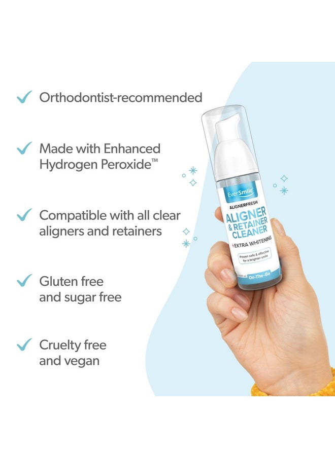 EverSmile AlignerFresh Extra Whitening Aligner & Retainer Cleaning Foam. AlignerFresh Cleaning Foam for Invisalign, ClearCorrect, Essix, Hawley Trays/Aligners. Cleans, Kills Bacteria & Whitens Teeth.