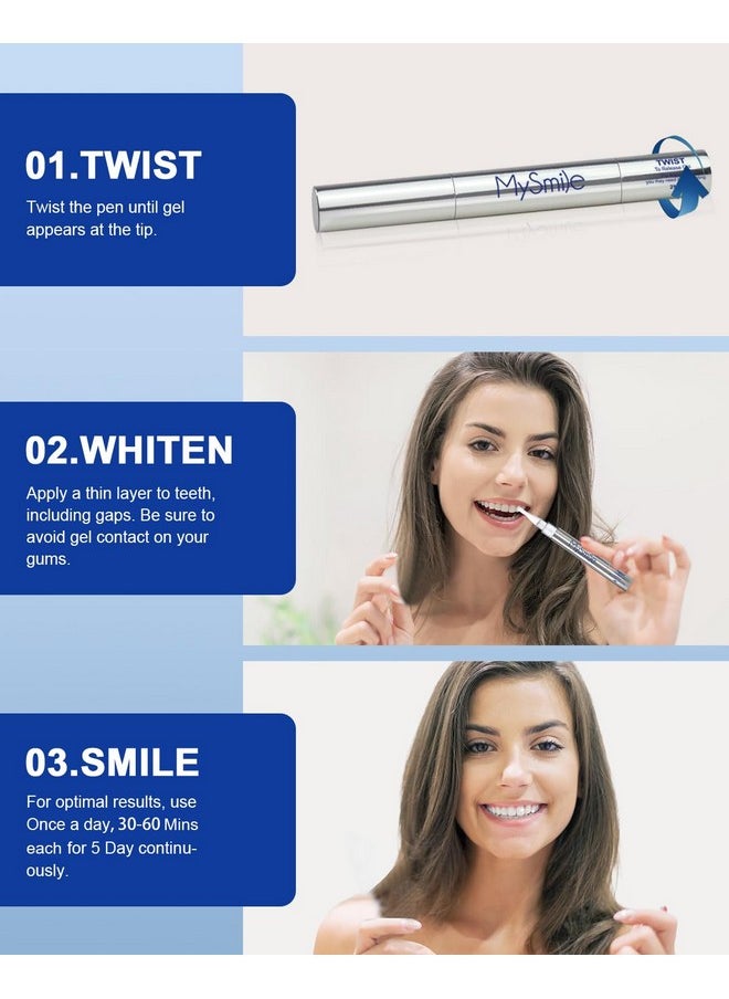 MySmile Teeth Whitening Pen 30+ Treatment Enamel Safe Tooth Whitening Gel for Teeth Sensitive-10 Min Fast Whitening Teeth-Helps to Remove Stains from Coffee, Smoking, Wines-Mint Flavor