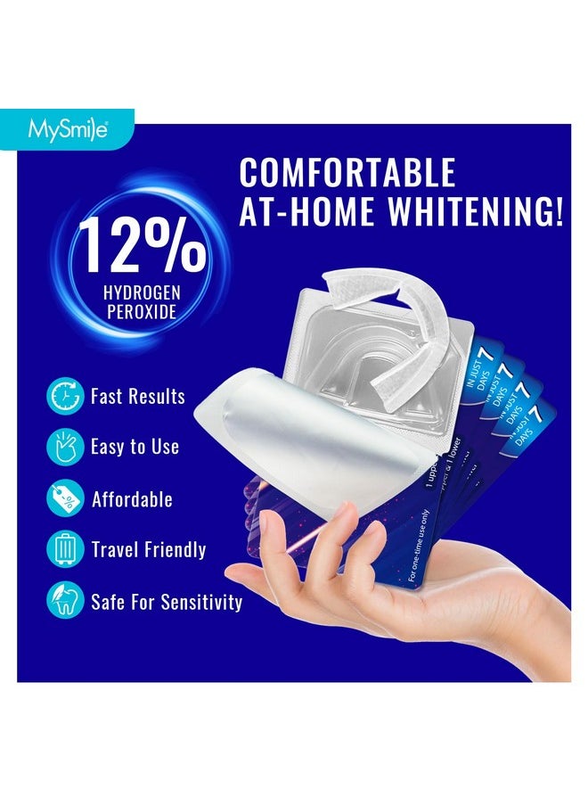 MySmile 7 Treatments Prefilled Teeth Whitening Trays Kit with12% Hydrogen Peroxide Teeth whitening Gel for Sensitive Teeth, Fast-Result Vegan Teeth Whitener Tooth Stain Remover, Mint Flavor
