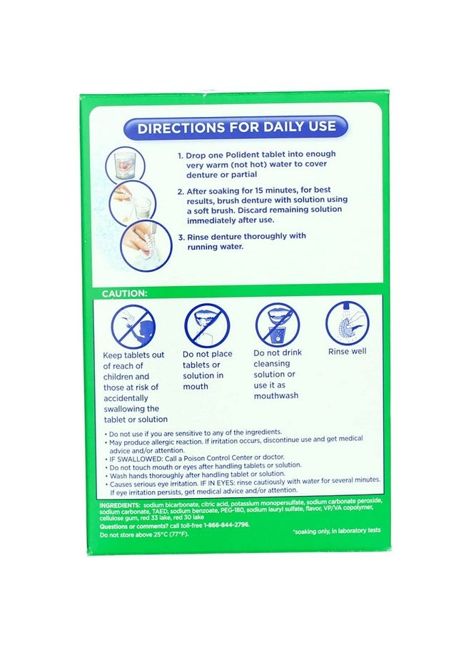 Polident Smokers, Antibacterial Denture Cleanser 84 ea (Pack of 3)