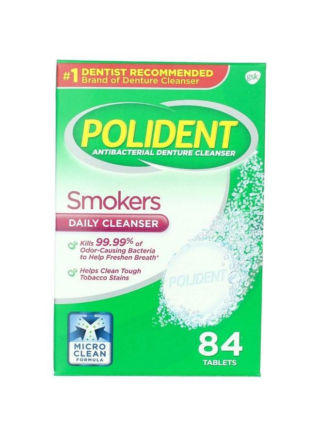 Polident Smokers, Antibacterial Denture Cleanser 84 ea (Pack of 3)