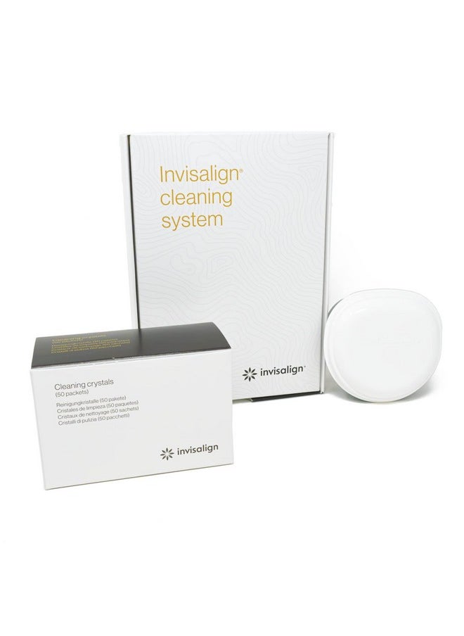 INVISALIGN Cleaning Crystals for Clear Aligners and Retainers with Tub, (50 Packets)
