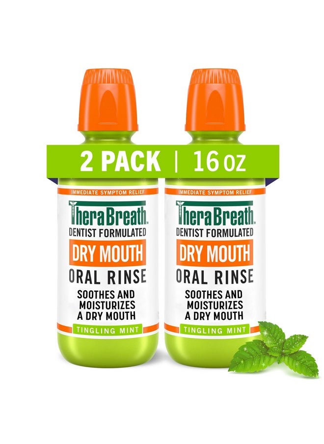 TheraBreath Dry Mouth Oral Rinse, Tingling Mint, Dentist Formulated, 16 Fl Oz (2-Pack)