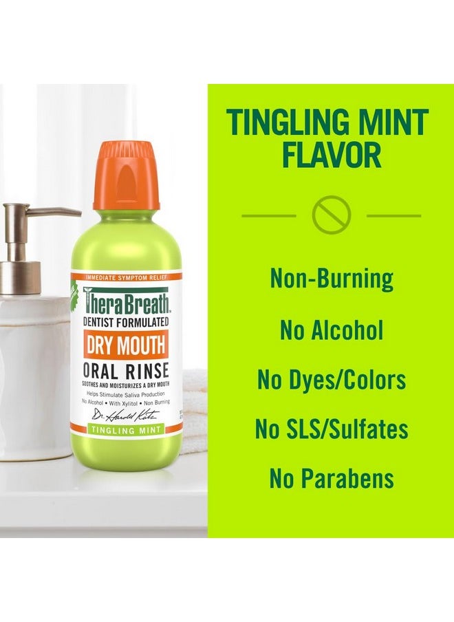 TheraBreath Dry Mouth Oral Rinse, Tingling Mint, Dentist Formulated, 16 Fl Oz (2-Pack)