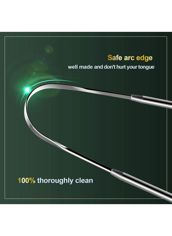 2 Pack Tongue Scraper, 100% Surgical 304 Stainless Steel Tongue Cleaner for Adults And Kids, Professional Tongue Brush for Oral Care, Improve Bad Breath and Fresh Breath