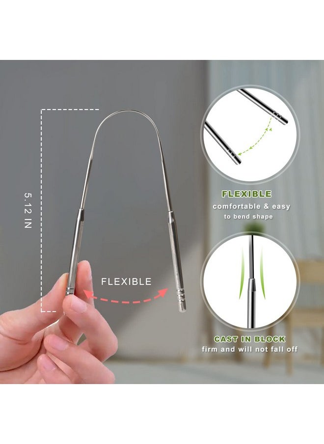 2 Pack Tongue Scraper, 100% Surgical 304 Stainless Steel Tongue Cleaner for Adults And Kids, Professional Tongue Brush for Oral Care, Improve Bad Breath and Fresh Breath