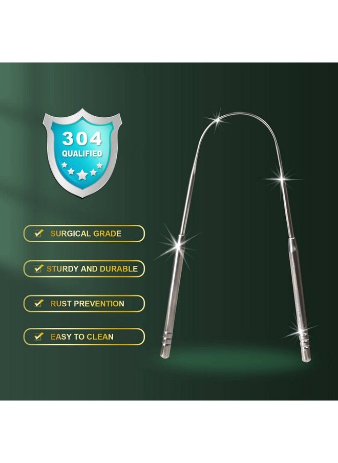 2 Pack Tongue Scraper, 100% Surgical 304 Stainless Steel Tongue Cleaner for Adults And Kids, Professional Tongue Brush for Oral Care, Improve Bad Breath and Fresh Breath