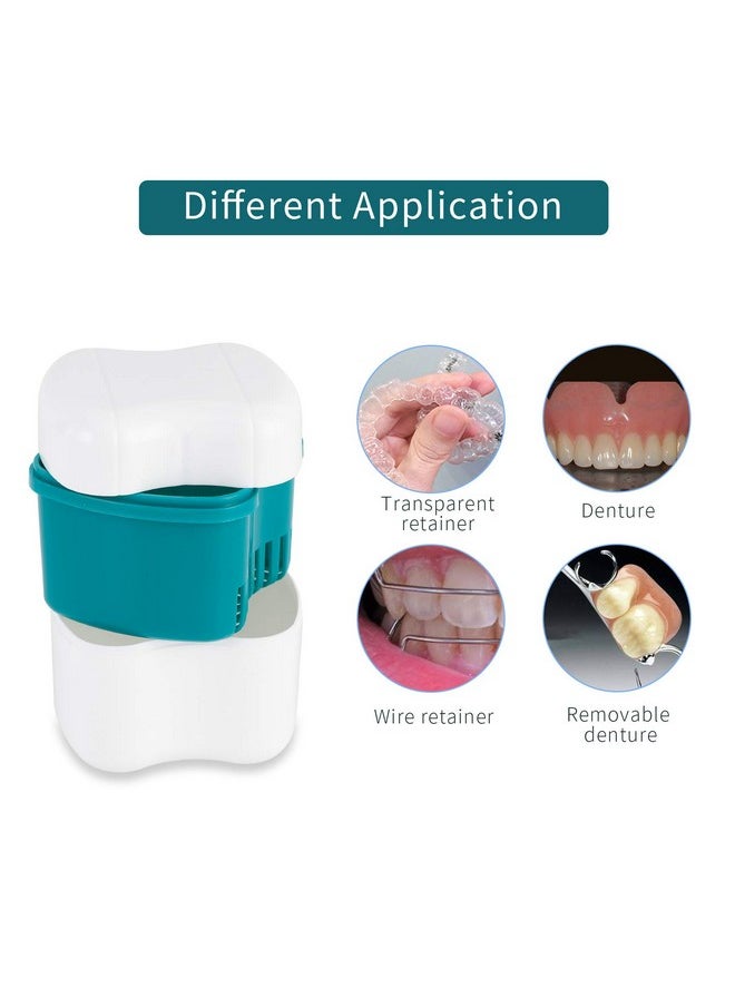 Denture Bath Case with Strainer Basket, Orthodontic Dental Retainer Storage Soak Container Cleaning Soaking Cup, Moth Guard Storage Box Holder for Office|Travel|Household