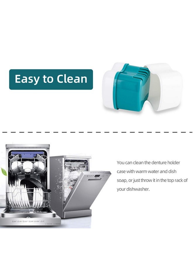 Denture Bath Case with Strainer Basket, Orthodontic Dental Retainer Storage Soak Container Cleaning Soaking Cup, Moth Guard Storage Box Holder for Office|Travel|Household