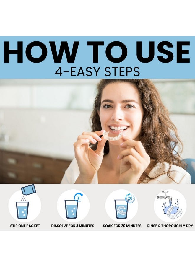 Smile Again Retainer Cleaner | 180 Cleanings (22 Pack/6 Month Supply) | For Clear Aligners, Dentures, Retainers, Mouth Guards & Night Guards - Cleaning Crystals, Mint